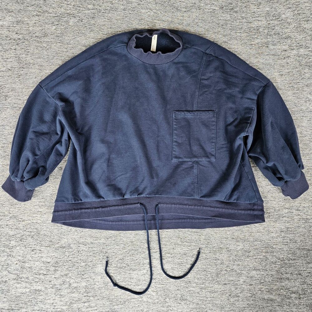 Nap Loungewear Blue Oversized sweatshirt Size L Pocket Tie Mock Neck Take A Nap